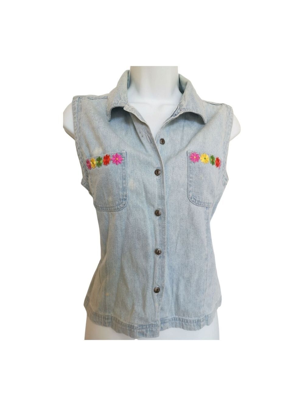 Vintage 1980s Jordache Light Wash Denim Tank Top Blouse M